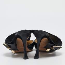 Jimmy Choo Black Leather Magie Mule Sandals Size 38