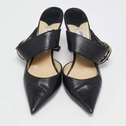 Jimmy Choo Black Leather Magie Mule Sandals Size 38