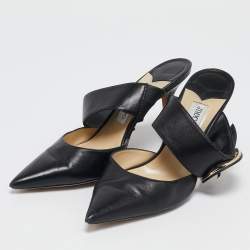 Jimmy Choo Black Leather Magie Mule Sandals Size 38