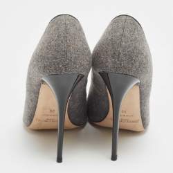 Jimmy Choo Grey/Black Wool and Patent Leather Pumps Size 38