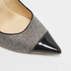 Jimmy Choo Grey/Black Wool and Patent Leather Pumps Size 38
