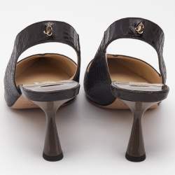 Jimmy Choo Brown Patent Leather and Snakeskin Embossed Leather Liya Pumps Size 40