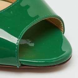 Jimmy Choo Green Patent Leather Peep Toe Wedge Pumps Size 40