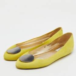 Jimmy Choo Yellow Suede Wray Ballet Flats Size 37
