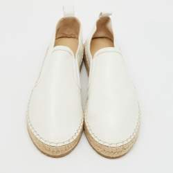 Jimmy Choo Off White Leather Dawn Espadrille Slip On Sneakers Size 38