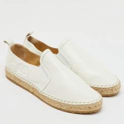 Jimmy Choo Off White Leather Dawn Espadrille Slip On Sneakers Size 38