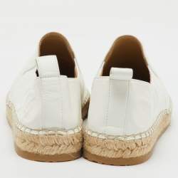 Jimmy Choo Off White Leather Dawn Espadrille Slip On Sneakers Size 38