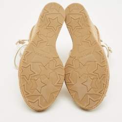 Jimmy Choo Off White Leather Alanah Cork Wedge Sandals Size 41