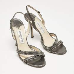 Jimmy Choo Metallic Leather Hepsie Slingback Sandals Size 39
