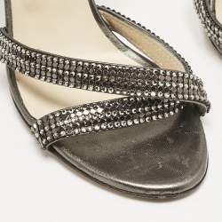 Jimmy Choo Metallic Leather Hepsie Slingback Sandals Size 39
