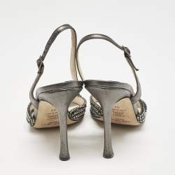 Jimmy Choo Metallic Leather Hepsie Slingback Sandals Size 39
