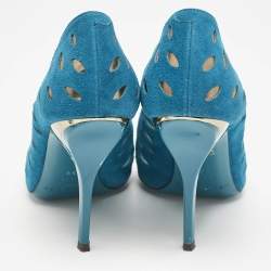 Jimmy Choo Blue Suede Ziri Cutout Pumps Size 38