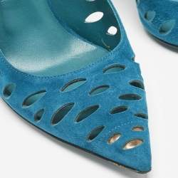 Jimmy Choo Blue Suede Ziri Cutout Pumps Size 38