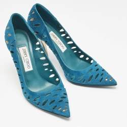 Jimmy Choo Blue Suede Ziri Cutout Pumps Size 38