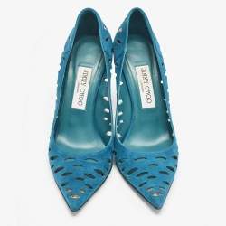 Jimmy Choo Blue Suede Ziri Cutout Pumps Size 38
