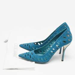 Jimmy Choo Blue Suede Ziri Cutout Pumps Size 38