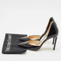Jimmy Choo Black Patent Leather Addison Pointed Toe D'orsay Pumps Size 38.5