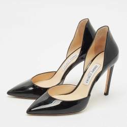 Jimmy Choo Black Patent Leather Addison Pointed Toe D'orsay Pumps Size 38.5