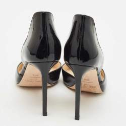 Jimmy Choo Black Patent Leather Addison Pointed Toe D'orsay Pumps Size 38.5