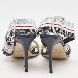 Jimmy Choo Multicolor Canvas Bailey Ankle Wrap Sandals Size 37