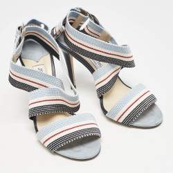 Jimmy Choo Multicolor Canvas Bailey Ankle Wrap Sandals Size 37