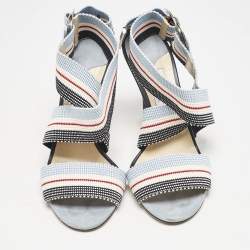Jimmy Choo Multicolor Canvas Bailey Ankle Wrap Sandals Size 37