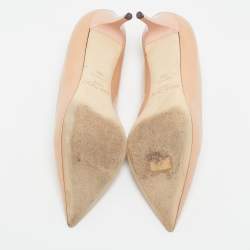 Jimmy Choo Beige Patent Leather Allure Pointed Toe Pumps Size 36.5