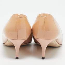Jimmy Choo Beige Patent Leather Allure Pointed Toe Pumps Size 36.5
