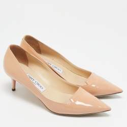Jimmy Choo Beige Patent Leather Allure Pointed Toe Pumps Size 36.5