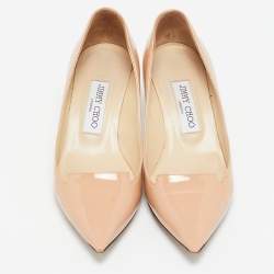 Jimmy Choo Beige Patent Leather Allure Pointed Toe Pumps Size 36.5