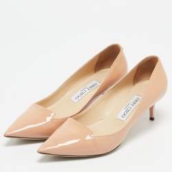 Jimmy Choo Beige Patent Leather Allure Pointed Toe Pumps Size 36.5