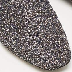 Jimmy Choo Black/Silver Glitter Jaida Smoking Slippers Size 37
