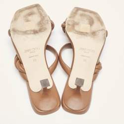 Pre Owned Jimmy Choo Brown Leather Diosa Slide Sandals Size 39