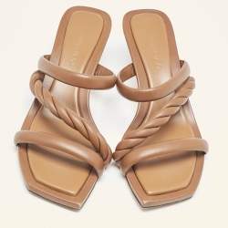 Pre Owned Jimmy Choo Brown Leather Diosa Slide Sandals Size 39