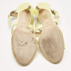 Jimmy Choo Yellow Python Leather Ankle Strap Sandals Size 37.5