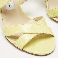 Jimmy Choo Yellow Python Leather Ankle Strap Sandals Size 37.5