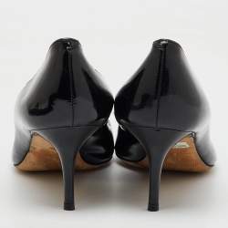 Jimmy Choo Black Patent Leather Peep Toe Pumps Size 37.5