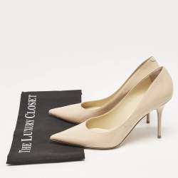 Jimmy Choo Beige Patent Leather Romy Pumps Size 38.5