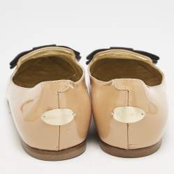 Jimmy Choo Beige Patent Leather Gala Smoking Slippers Size 36