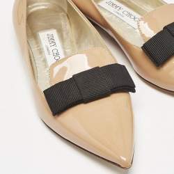 Jimmy Choo Beige Patent Leather Gala Smoking Slippers Size 36