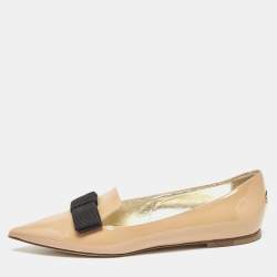 Jimmy Choo Beige Patent Leather Gala Smoking Slippers Size 36
