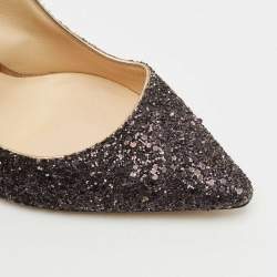 Jimmy Choo Metallic Black/Gold Ombre Coarse Glitter Romy Pointed Toe Pumps Size 37
