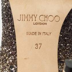 Jimmy Choo Metallic Black/Gold Ombre Coarse Glitter Romy Pointed Toe Pumps Size 37