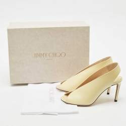 Jimmy Choo Cream Leather Shar Slingback Pumps Size 36.5