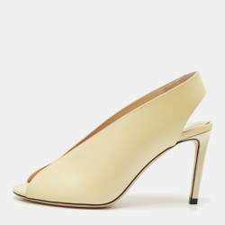 Jimmy Choo Cream Leather Shar Slingback Pumps Size 36.5