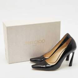 Pre Owned Jimmy Choo Black Patent Leather Square Toe Pumps Size 39