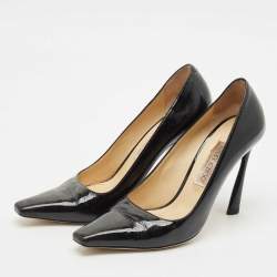 Pre Owned Jimmy Choo Black Patent Leather Square Toe Pumps Size 39