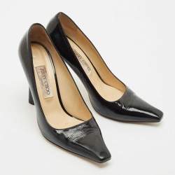 Pre Owned Jimmy Choo Black Patent Leather Square Toe Pumps Size 39