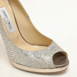 Jimmy Choo Gold Glitter Luna Peep Toe Pumps Size 40