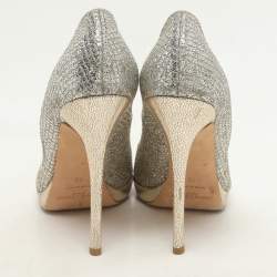 Jimmy Choo Gold Glitter Luna Peep Toe Pumps Size 40